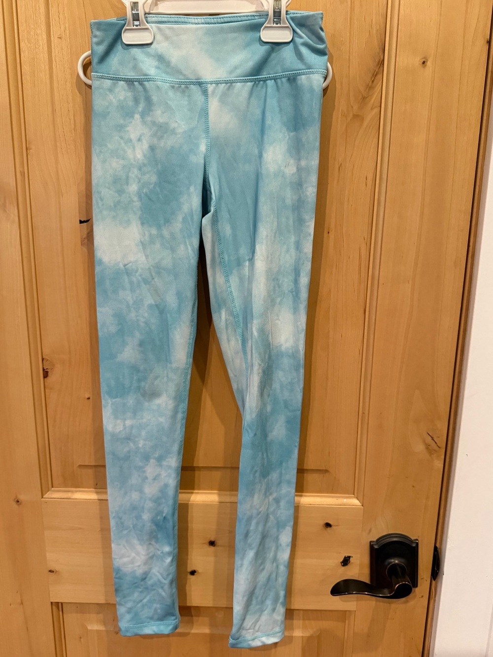 Kids Light Blue Tie-Dye Performance Leggings